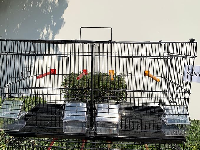 Seny Set of 4 Stackable Breeding Bird Cage for Canary Finch Small Birds (Black)