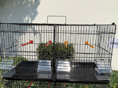 Seny Set of 4 Stackable Breeding Bird Cage for Canary Finch Small Birds (Black)