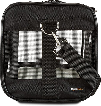 Amazon Basics Soft-Sided Mesh Pet Travel Carrier for Dog, Cat, Medium, 16.5" L x 9.4" W x 9.8" H, Black