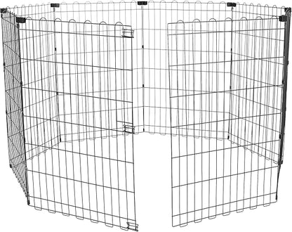 Amazon Basics Foldable Octagonal Metal Exercise Dog Playpen - Indoor/Outdoor, No Door, Medium (8 Panels, 24 x 36), Easy to assemble, store, and customize, 36" - Medium, Black