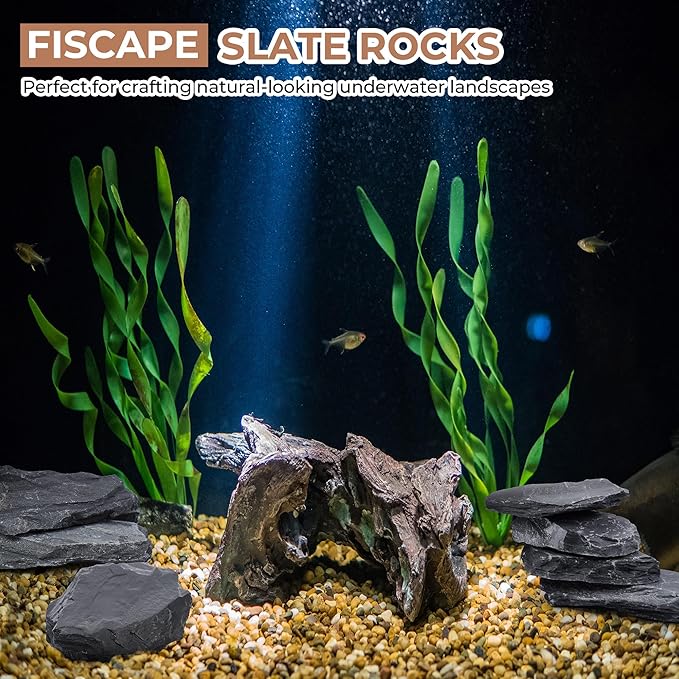 6 Natural Aquarium Rocks 6" to 8" Perfect Rocks for Aquariums, Landscaping Model,Tank Decoration, Amphibian Enclosures-Slate Rocks