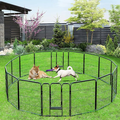 BestPet | Dog Playpen | 40 Inch, 16 Panels | Heavy Duty Metal Pet Exercise Pen | Indoor Outdoor Fence Panels | Rust-Resistant, Removable, Tool-Free Setup | Anti-Skid, Expandable Design