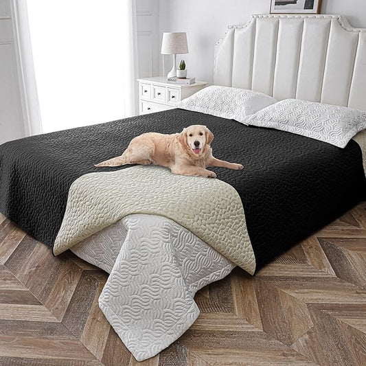 Waterproof Dog Blanket, Washable Anti-Slip Pet Couch Covers for Sofa,Pet Hair Resistant Blankets Bed Chair Furniture Couch Protector for Dogs-82x102,Black