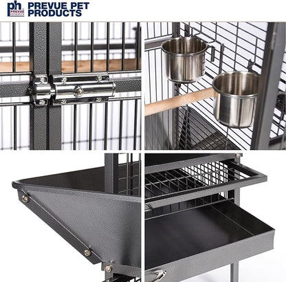 Prevue Pet Products Parrot Playtop Manor Bird Cage with Movable Stand and Activity Play Top for Large Birds