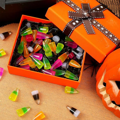 56 Pcs Mini Resin Candy Corn, Fake Luminous Candy Corn Halloween Candy Corn Ornaments Glow in Dark for Fall Halloween Party DIY Crafts