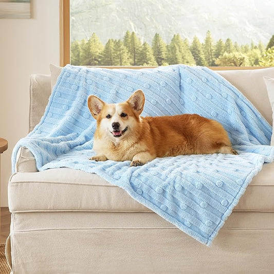 Bedsure Dog Blanket for Large Dogs Washable - Fluffy Fuzzy Puppy Cat Blanket with Premium 300GSM Coral Fleece Soft for Pet Kitten Doggy, Blue, 40x50IN