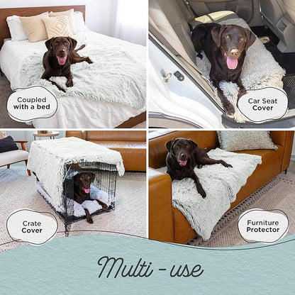 Best Friends by Sheri Calming Shag Dog Blanket, Frost Gray, 40" x 50"