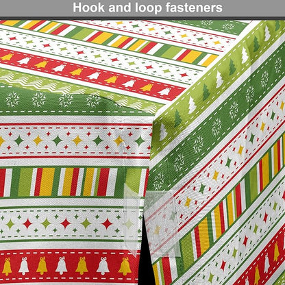 Ambesonne Christmas Dog Crate Cover, Traditional Winter Seasonal Borders Stars Bells Trees Stripes Print, Easy to Use Pet Kennel Cover for Small Dogs Puppies Kittens, 18 Inch, Lime Green