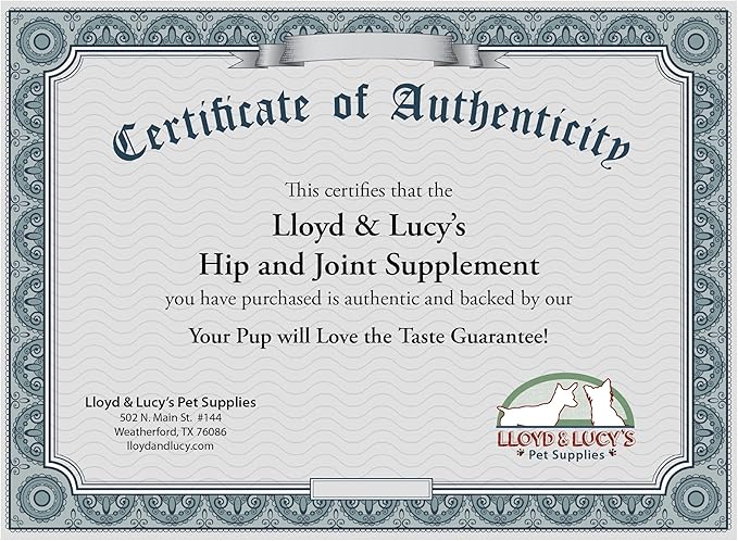 Lloyd & Lucy's Hip and Joint Supplement for Dogs - Chewable Multivitamin with Glucosamine, Chondroitin, MSM and Vitamin C - Healthy Liver Flavored Treat Pets Will Love - 180 Ct Tablets