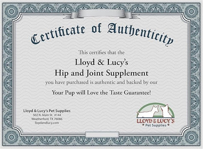 Lloyd & Lucy's Hip and Joint Supplement for Dogs - Chewable Multivitamin with Glucosamine, Chondroitin, MSM and Vitamin C - Healthy Liver Flavored Treat Pets Will Love - 180 Ct Tablets