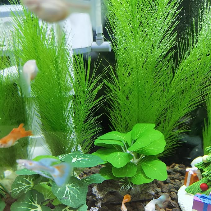 M2cbridge Fish Tank Artificial Silk Green Water Plants Aquarium Decor Soft Grass 3 Pack,8"