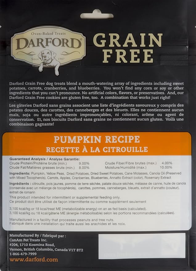 Grain Free Pumpkin Recipe Dog Treats, 12oz