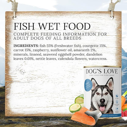 DOG'S LOVE Single Protein, Limited Ingredients, Ethically Sourced, Grain Free Wet Dog Food - Canned Soft Dog Food - Premium Can Dog Food | 6 cans-(14.1 Oz, Fish)