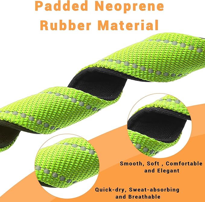 2 Pack Reflective Dog Collar with Safety Locking Buckle, Adjustable Soft Breathable Comfortable Nylon Pet Collar for Small, Medium and Large Dogs, Green, L