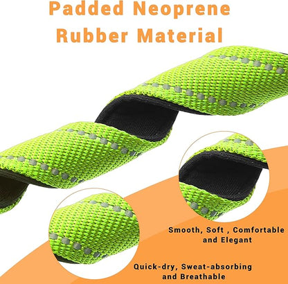 2 Pack Reflective Dog Collar with Safety Locking Buckle, Adjustable Soft Breathable Comfortable Nylon Pet Collar for Small, Medium and Large Dogs, Green, L