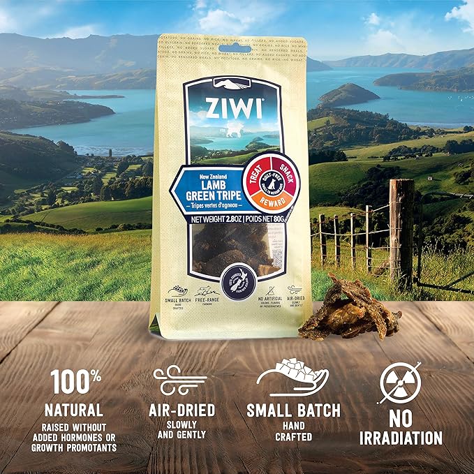ZIWI Dog Chews and Treats  Lamb Green Tripe - All Natural, Air-Dried, Single Protein, Grain-Free, High-Value Treat, Snack, Reward 2.8 Ounce (Pack of 1)
