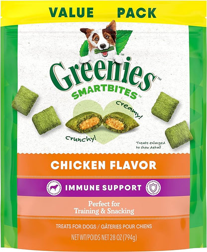 Greenies Smartbites Immune Support Crunchy & Soft Dog Treats, Chicken Flavor, 28 oz. Pack
