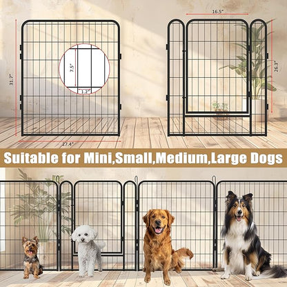6 Panel Dog Playpen,Heavy Duty Metal Outdoor Indoor Dog Playpen for Puppies and Small Animals,Black