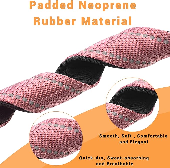 2 Pack Reflective Dog Collar with Safety Locking Buckle, Adjustable Soft Breathable Comfortable Nylon Pet Collar for Small, Medium and Large Dogs, Pink, L