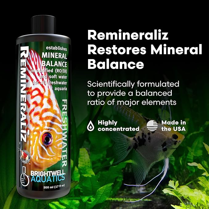 Brightwell Aquatics Remineraliz - Adds Minerals to Distilled, Deionized, or Reverse Osmosis Water for Freshwater Aquarium Use 250-ml