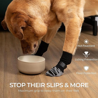 DOK TigerToes Premium Non-Slip Dog Socks for Hardwood Floors - Extra-Thick Grip That Works Even When Twisted - Prevents Licking, Slipping, and Great for Dog Paw Protection (X-Large)