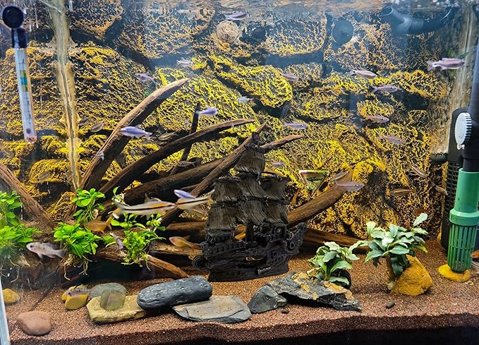 M2cbridge Aquarium Decor Castle Shipwreck Ornament Underwater Landscape(Galleon)