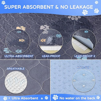 Aitmexcn Washable Puppy Dog Pee Pad, 2PCS 100% Waterproof Whelping Training Mat for Puppy/Senior Dog, Fast Drying Reusable Puppy Pads for Indoor, Outdoor and Car Travel- 54'' x 54''