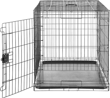 Amazon Basics Durable, Foldable Metal Wire Dog Crate with Tray, Single Door, 42 x 28 x 30 in, Black