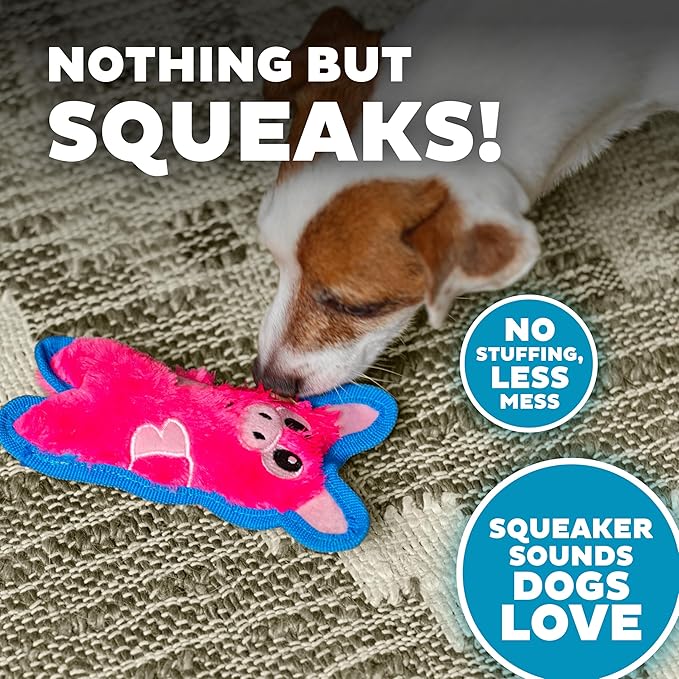 Outward Hound Durablez Minis Stuffing-Free Squeaky Plush Dog Toy for Puppies & Small Dogs - Interactive, Soft Yet Tough, No Mess, Jumbo Squeaker, Long-Lasting Play, Pig