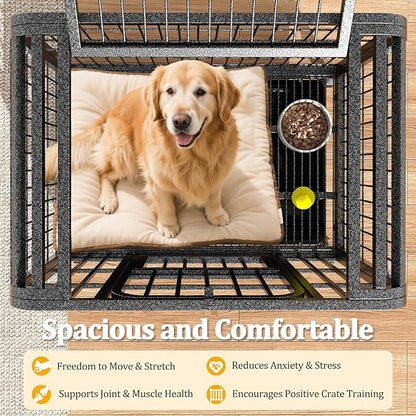 Metal Dog Crate for Small Medium Dogs 31 inch, Heavy Duty 10-Gauge Steel Dog Kennel Indoor Escape Proof, Wire Cage for High Anxiety or Arthritic Dogs Comfortable with Lockable Wheels, Bottom Tray