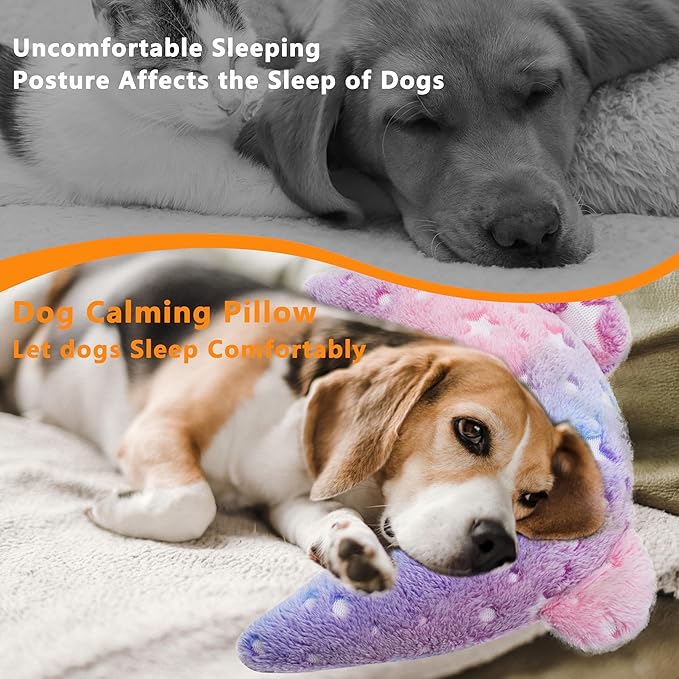 Pet Calming Pillow for Dogs, Soft U-Shaped Pillow Glow in The Dark, Joint Relief, Sleep Comfortably,Suit for Small, Medium, Large Dogs, Fluffy Pet Neck Pillow (M-Pink)