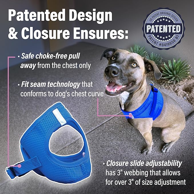 Doggie Design Dog Harness - No Choke Dog Harness, Dog Vest, Mesh Polyester, Pet Harness, Simple Step in and Go Design, Harness for Dog - Cobalt Blue, XL