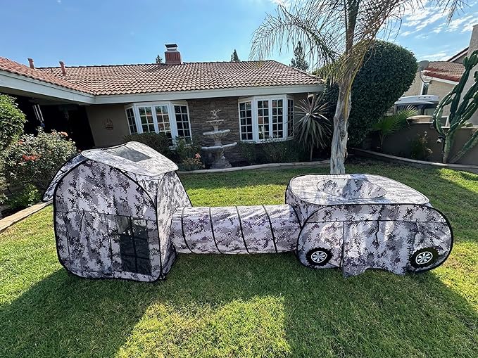 3-Piece Mesh & Nylon Cat/Dog Tent Set, Tunnel Connects Two Houses, Digital Camo Gray, Carrying Case (Green Digital camo)
