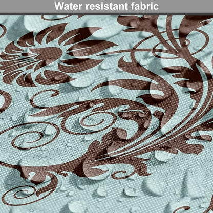 Ambesonne Art Nouveau Dog Crate Cover, Vintage Swirls Vibrant Foliage Damask Style Classic Renaissance, Easy to Use Pet Kennel Cover for Cats & Medium Dogs, 24 Inch, Seal Brown and Pale Blue