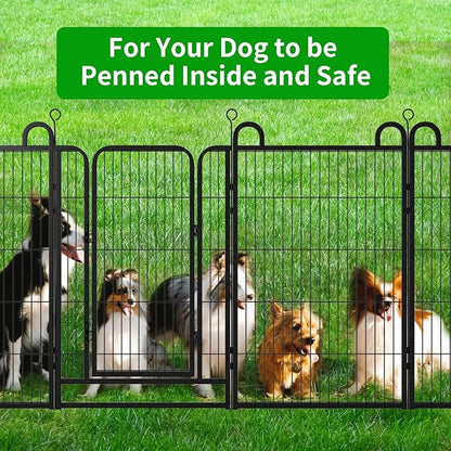 Dog Playpen Outdoor 16 Panels Heavy Duty Dog Fence 40" Height Anti-Rust with Doors Portable for RV Camping Yard, Total 36FT, 103 Sq.ft, Snowy Black
