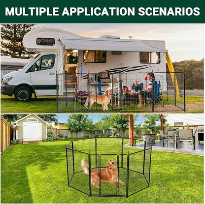 Dog Playpen,40" Height 21 Ft(L) 8 Panels Pet Play Pen, Indoor/Outdoor,Heavy Duty Metal Pet Exercise Pen, Wide Door Low Threshold,Portable Pet Playpen for Rv Camping Garden Yard, Quick Install