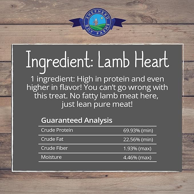 Freeze Dried Dog and Cat Treats, Lamb Heart, All Natural Single Ingredient Freeze-Dried Dog Treat & Dog Snacks, Made in USA, High Protein, Essential Nutrition of Raw Dog Food, 8oz