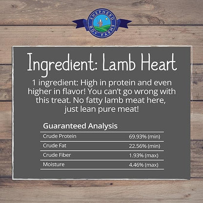 Freeze Dried Dog and Cat Treats, Lamb Heart, All Natural Single Ingredient Freeze-Dried Dog Treat & Dog Snacks, Made in USA, High Protein, Essential Nutrition of Raw Dog Food, 8oz