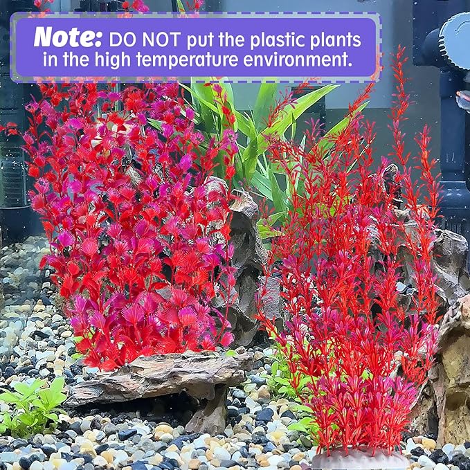 Hamiledyi Aquarium Plastic Plants Aquarium Decor Artificial Fish Tank Plants,Tall Fish Tank Decorations, Extra Large Aquarium Plant 23.6-inch Tall,2PCSï¼_edï¼