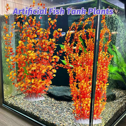 Hamiledyi Aquarium Plastic Plants Aquarium Decor Artificial Fish Tank Plants,Tall Fish Tank Decorations, Extra Large Aquarium Plant 23.6-inch Tall,2PCSï¼_range Style Bï¼