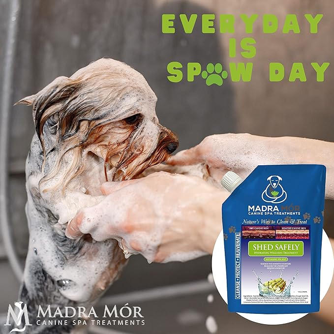 Worldwide Nutrition Bundle: Madra Mor Shed Safely - Dog Essentials Mud Bath, Dog Grooming, Dry Skin for Dogs Treatment, Dog Coat Skin Care Products - 10oz Pouch & Multi-Purpose Key Chain