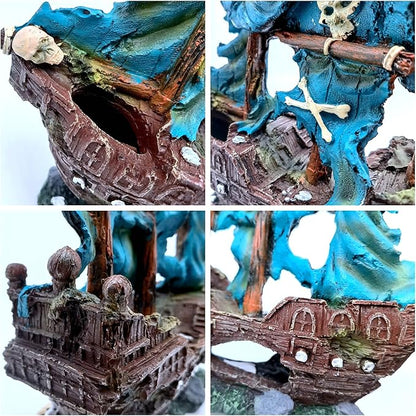 M2cbridge Antique Roman Column Ruins European Castle Aquarium Decorations Fish Tank Hideout Rocks (Blue Pirate Shipwreck)