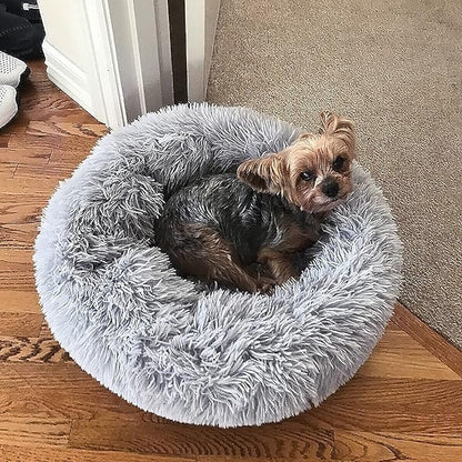 nononfish Dog Bed for Small Dogsï¼_ray Cute Plush Dog Bed ï¼19 inches Anti Anxiety Puppy Bed Washableï¼_achine Washable Fits up to 15 lbs Pets Beds for Small Dog.