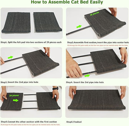 Cat Window Perch for Large Cats,Foldable Hammock with 4 Heavy Duty Suction Cups,Solid Metal Frame,Scratchable Felt Feline Bed for Sunbathing,Napping & Overlooking(Green)