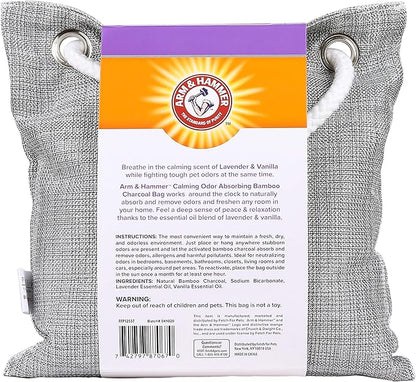 Arm & Hammer for Pets Air Care Calming Bamboo Charcoal Air Purifying Bag in Lavender Vanilla Scent | 17.6 oz Odor Absorbing Charcoal Bag | Easy Pet Odor Eliminator for Pet Households (FF12537)