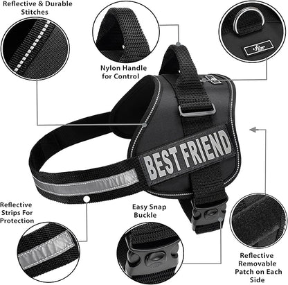 Doggie Stylz No Pull Dog Harness for Small, Medium, Large Dogs - Fully Adjustable - Reflective Best Friend Patches with Handle - No Choke Design - Dog Collars, Harnesses & Leashes - Pet Vest