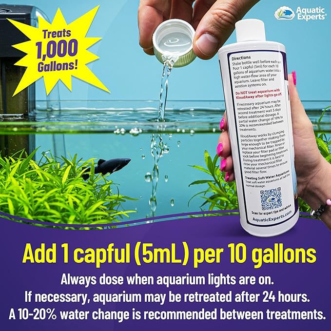 KloudAway Freshwater Aquarium Water Clarifier - Clears Cloudy Water, Water Clarifier for Fish Tank, Made in USA, Aquatic Experts, (500 ml)