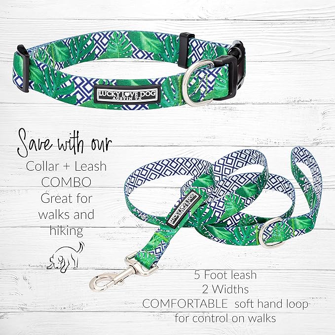 Lucky Love Dog Collar, Beautiful & Vivid Pattern X-Small Boy Dog Collars, Easy On & Off Clasp Accessory (Blue Laguna, XS)
