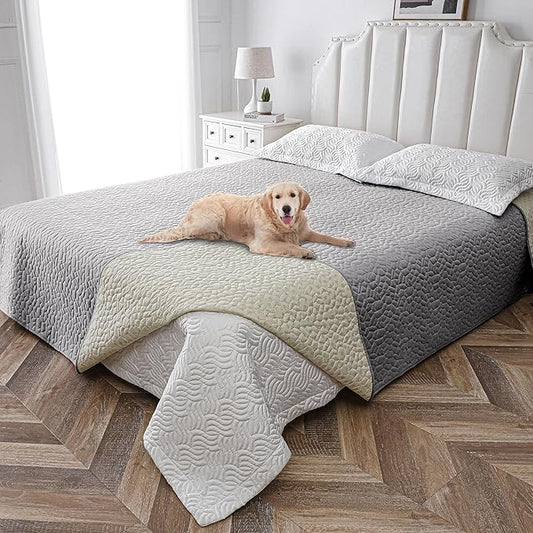 Waterproof Dog Blanket, Washable Anti-Slip Pet Couch Covers for Sofa,Pet Hair Resistant Blankets Bed Chair Furniture Couch Protector for Dogs-82x102,Lightgrey