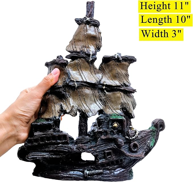 M2cbridge Aquarium Decor Castle Shipwreck Ornament Underwater Landscape(Galleon)